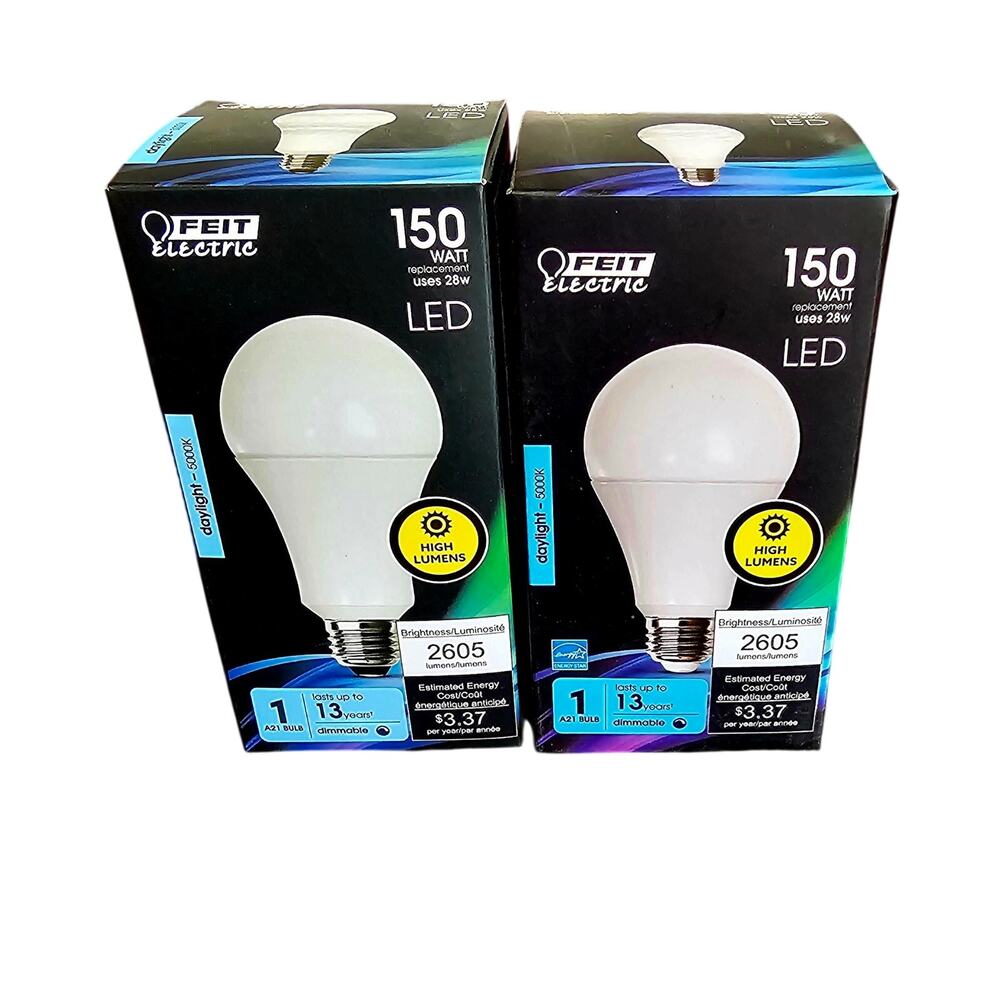 150 Watt lightbulbs LED Daylight 5000k (2 bulbs)